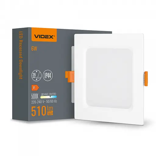 LED світильник Back вбудований квадрат VIDEX 6W 5000K - фото 1