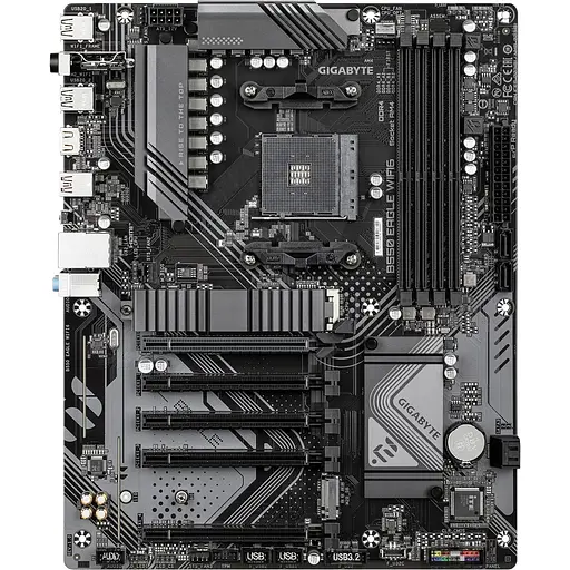 Материнська плата Gigabyte AM4 (B550) B550 EAGLE WIFI6, B550, 4xDDR4, Int.Video(CPU), 4xSATA3, 2xM.2, 1xPCI-E 4.0 x16, 4xPCI-E 3.0 x16, Realtek 7.1, Realtek GbE, WiFi 6, Bluetooth 5.3, 6xUSB 3.2 / 8xUSB 2.0, HDMI, ATX