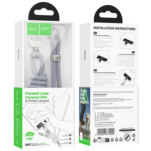 Дата кабель-шнурок Hoco GH7 Elegant Type-C to Lightning (1.8m) Denim Blue - фото 6