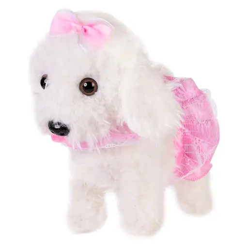 Мягкая интерактивная собачка Bambi CL1738A/B на поводке Белый - фото 1