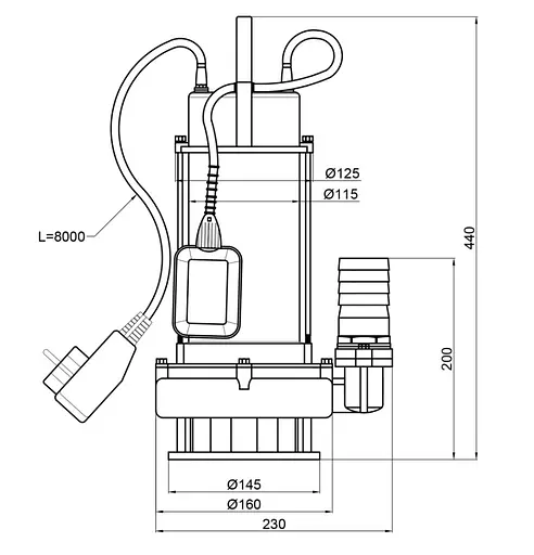Дренажно-фекальний насос Thermo Alliance WSD18-12-0,75C з поплавком - фото 4
