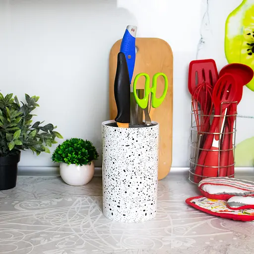 Підставка для ножів з наповнювачем із волокна універсальна Granite Knife Holder, Kitchen Master Білий 85717 - фото 2