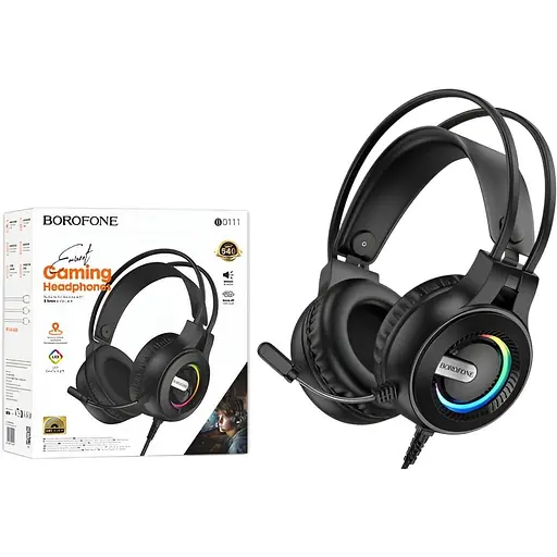 Наушники HiFi BOROFONE BO111, 3.5 мм Jack, чувствительностью 117 дБ и мягкой эко-кожей, черные