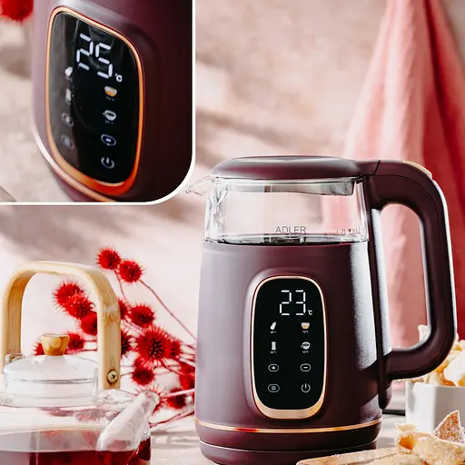 Електрочайник Adler AD 1305 burgundy 1850-2200 Вт 1.7 л скло встановлення температури - фото 8