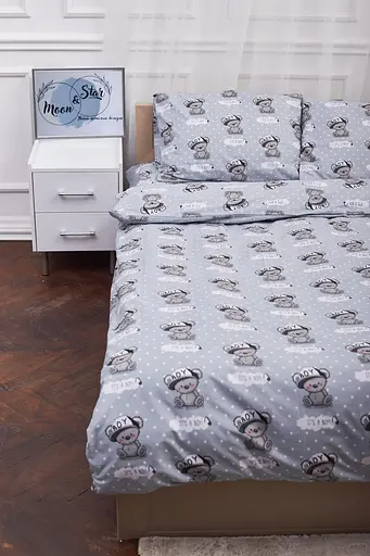 Комплект постільної білизни Moon&Star King Size 220x240 наволочки 2х50х70 Teddy Boy Бязь Gold Люкс - фото 3