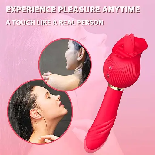 Двусторонний вибратор для женщин из силикона 24 режима вибрации 11 см красный - фото 6