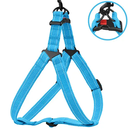 Шлея для собак Barksi Cotton Стандарт Рефлекторна М 45-56х2 см блакитна - фото 4