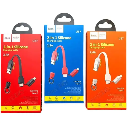 Кабель IPhone и Type-C Hoco U87 Cool 2 в 1 Silicone Cable Lightning