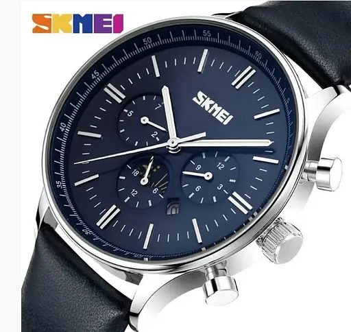 Мужские классические часы Skmei 9117 Silver Blue - фото 3