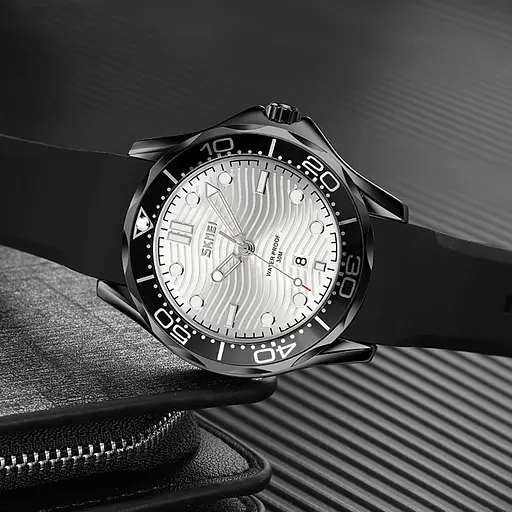 Наручний годинник чоловічий 9276PBKSI Чорно-срібний Силіконовий ремінець Skmei acs0029807 - фото 4