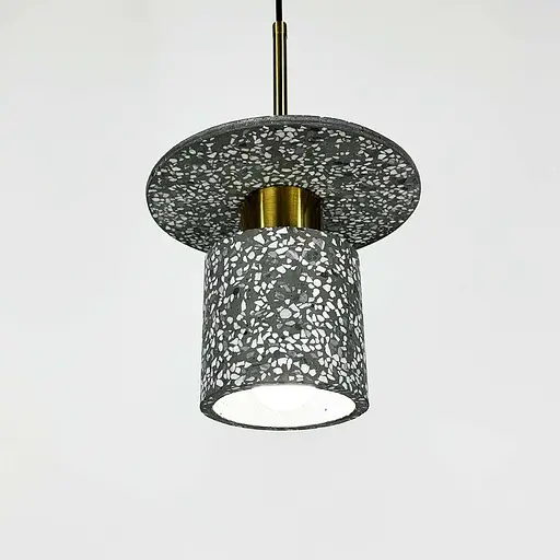Підвіс Terrazzo Cylinder із сірим бетонним плафоном 20 см в стилі Ар-деко Line.F MJ 162-200 BK - фото 7