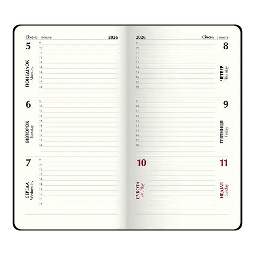 Щотижневик датований Buromax Velour 2026 85 x 153 мм штучна шкіра світло-сірий (BM.2891-20) - фото 13