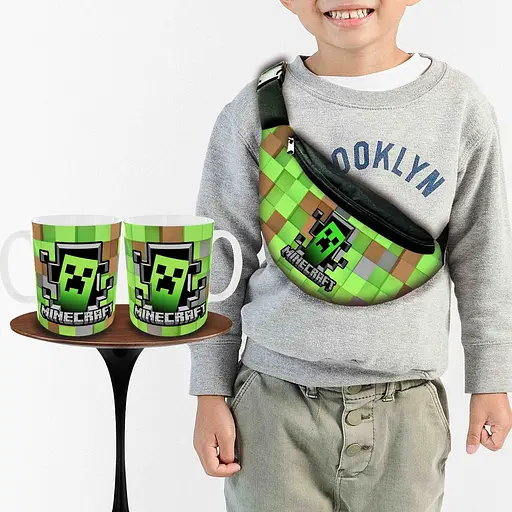 Набір: Сумка-бананка+ Кружка майнкрафт "Minecraft" дитяча з принтом (00246)