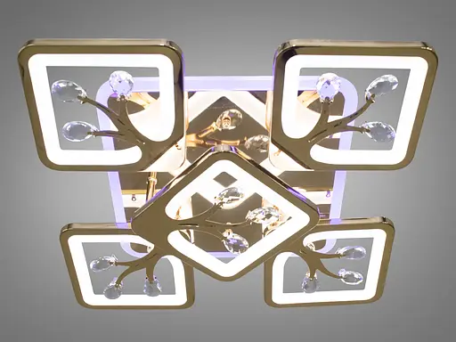 Лед люстра з пультом, диммером і LED підсвічуванням, 90W, золото - фото 2