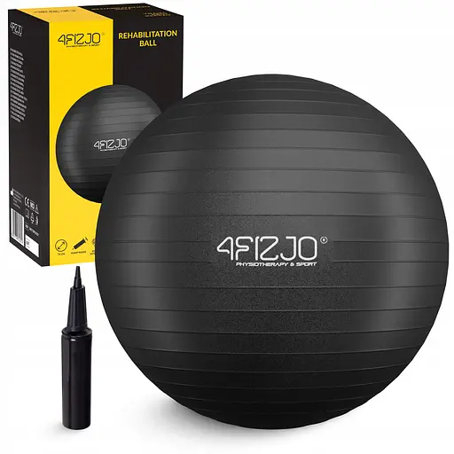 М'яч для фітнесу (фітбол) 4FIZJO 75 см Anti-Burst Black (P-5907739316370) - фото 2