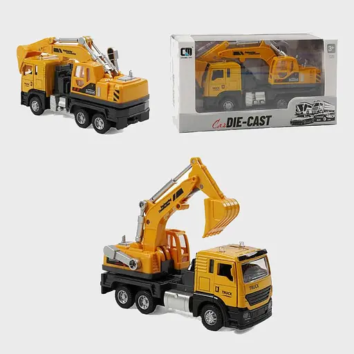 Экскаватор CLM32K, металлопластик, инерция, звук, свет, ковш, резиновые колеса (В ассортименте)