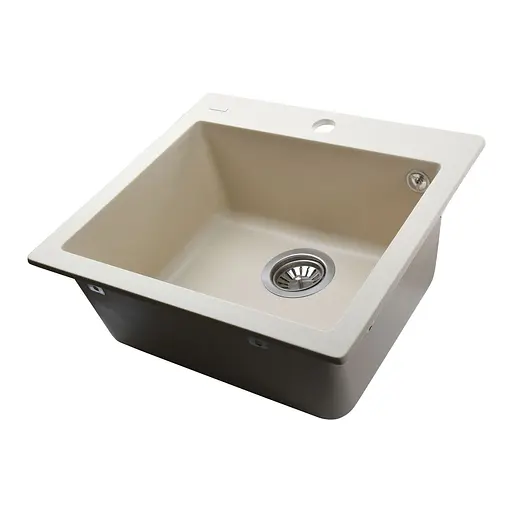 Гранітна мийка Globus Lux Aosta слонова кiстка 490x455мм - фото 4
