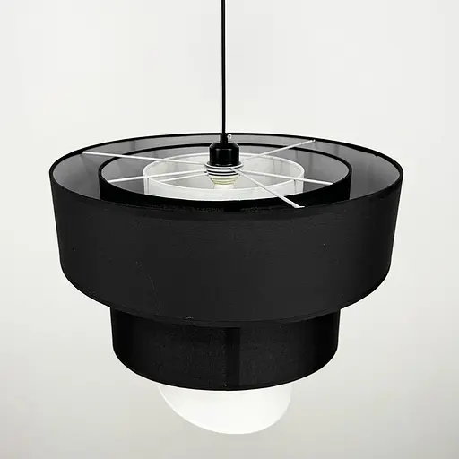 Дизайнерская люстра IONOS 2 с текстильным абажуром Line.F MJ 159-500 BK+BK+WT - фото 2