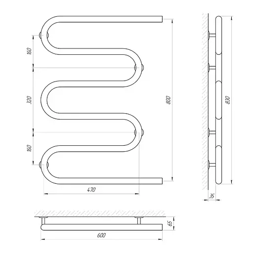 Полотенцесушитель Laris Змеевик 30 РС5 600x800 1/2'' 71207238, Хром - фото 2