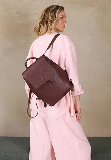 Женский кожаный рюкзак Kim бордовый флотарий - фото 3