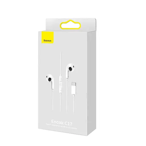 Навушники Baseus Encok Type-C lateral in-ear Wired Earphone C17 White - фото 7