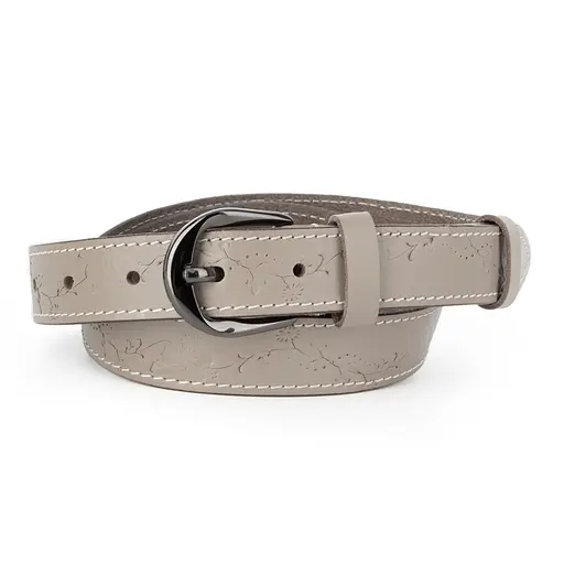 Ремень женский кожаный с цветами SF-255 мокко (125 см) - фото 1