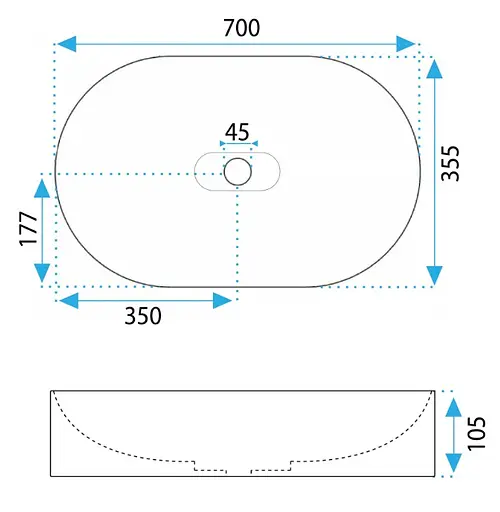 Умивальник Rea Iris 71 grey matt накладний REA-U4306, Сірий - фото 2