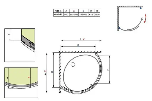 Душова кабіна Radaway Premium Plus B 90x90x190 скло прозоре 30473-01-01N - фото 4