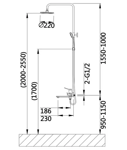 Душова система універсальна Qtap Presto Graphite QTPRE111GRP45585 - фото 9