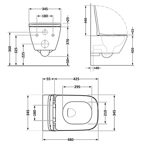 Унитаз подвесной Qtap Tern New Ultra Quiet, с сиденьем Slim Duroplast/Soft-close/Quick Release QT17332303ASMB - фото 9