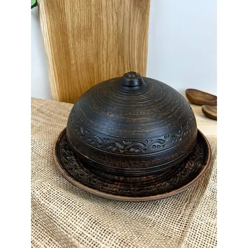 Тарелка для блинов керамическая (глиняная) резная Декор 3 л 