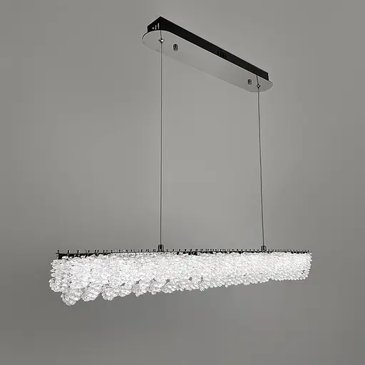 Видовжена кришталева люстра в хромі 80х5 см | Арт. 33038L-850*50 CH | Line F - фото 2