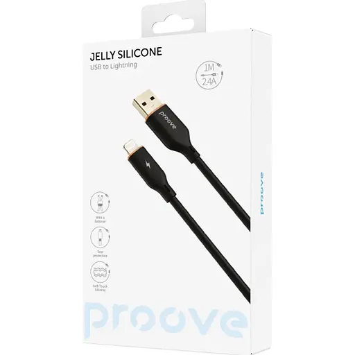 Кабель Proove Jelly Silicone USB-A to Lightning 1m Black (CCJS20001101) [130737] - фото 5