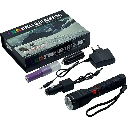 Ручной фонарь RB-212 алюминиевый сплав со зумом 3 режима аккумулятор 18650 и батарейки 3 ААА - фото 1