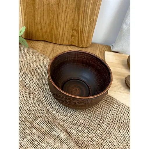 Салатник керамічний (глиняний) різьблений Колосок 700 мл - фото 2