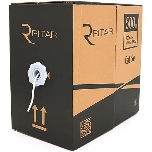 Кабель КВП UTP (2*2*0.5) 2p 24 AWG, Ritar, (CCA), для внутр. робіт, 500м, White, Corton BOX (380x380x450),Q2