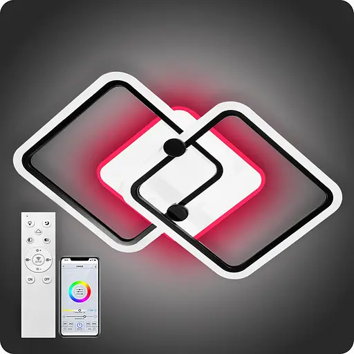 Люстра світлодіодна 517 Light 3color з пультом 80Вт Чорний (02010) - фото 1