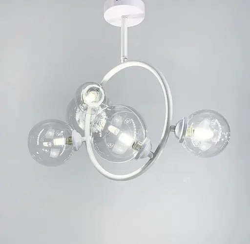 Потолочная люстра в форме белого кольца с прозрачными плафонами Bubble Line.F H 069/5 WT - фото 2