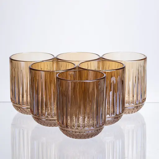 Набор стаканов 6 штук 250 мл из толстого стекла янтарный HP-19-248 стакан прозрачный для напитков Yiwu HP-19-248 - фото 1