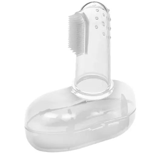 Силиконовая зубная щетка для десен Mega Zayka MGZ-0706(Crystal) в футляре - фото 1