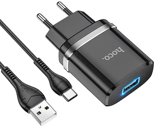 Адаптер сетевой HOCO Type-C Cable Ardent charger set N1 1 USB черный - фото 1