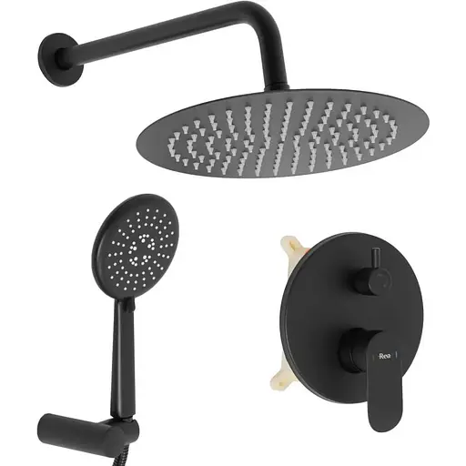 Душова система прихованого монтажу Rea Hyper + Box black matt REA-P2002, Чорний матовий - фото 1