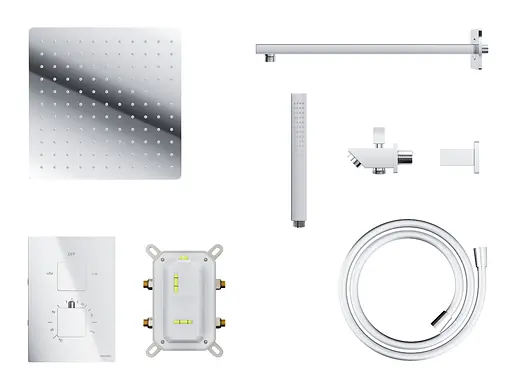 Душева система Corsan Ango 25 хром з виливом та термостатом + BOX прихованого монтажу ZA25TCHW, Хром - фото 5