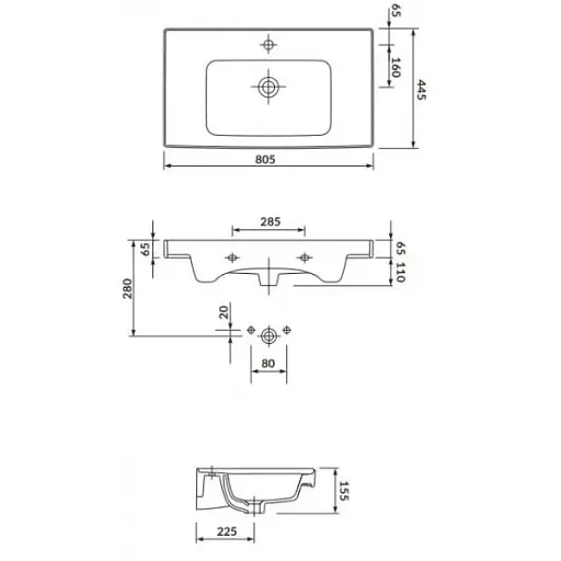 Умывальник мебельный Cersanit Crea 80 см K114-017 30412 - фото 4