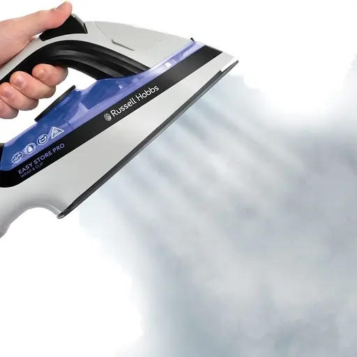 Russell Hobbs Праска Easy Store Pro, 2400Вт, 320мл, паровий удар -180гр, постійна пара - 45гр, зберігання шнура, керам. підошва, біло-синій - фото 3