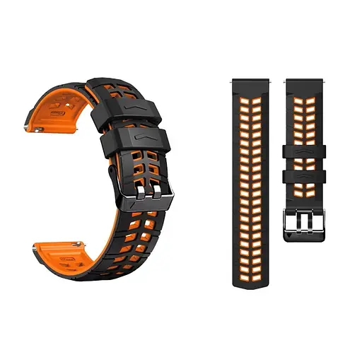 Ремінець силіконовий Tamister для годинника Sport 2 чорний з помаранчевим 22 мм - фото 3