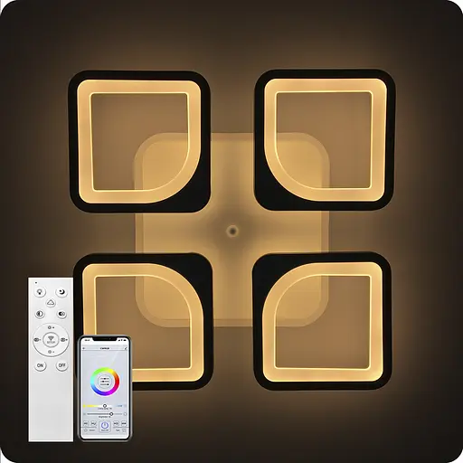 Люстра світлодіодна 517 Light 3color з пультом 96Вт Чорний (01188) - фото 7