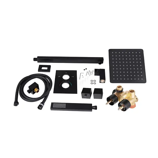 Душова система прихованого монтажу Qtap Aquarius термостатична на два споживача QTAQA65T103NGB Black Matt, Чорний матовий - фото 8