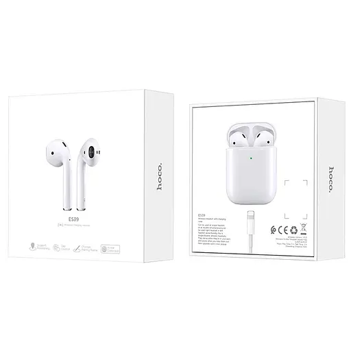 Бездротові навушники Hoco ES39 TWS з функцією бездротової зарядки, Bluetooth 5.3, з мікрофоном, білі - фото 4