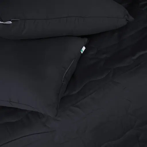 Летний постельный комплект MirSon Line Satin Light Pro Black с эвкалиптовым волокном Двухспальный (2200010982213) - фото 4